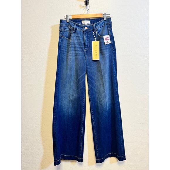 Risen Los Angeles Dark Wide Leg SIze 7/28 Jeans Tummy Control  Stretchy NEW - Picture 6 of 7